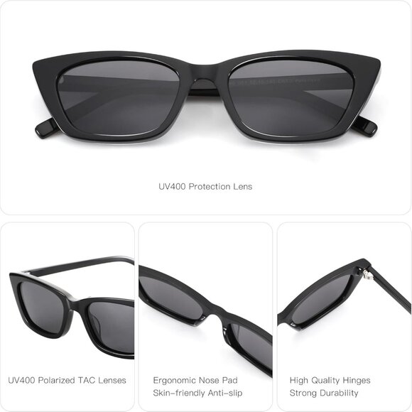 ✨Women's Black Trendy Polarized Retro Cateye Shades with Protection Sunglasses - Picture 3 of 6